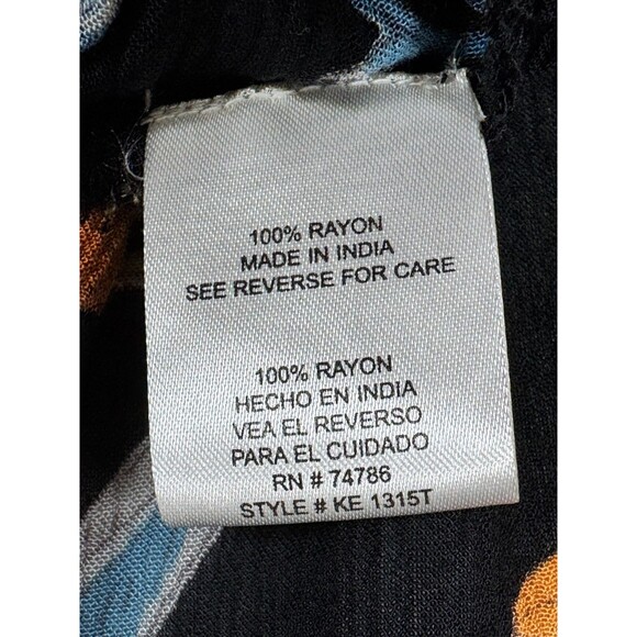 Patrons of Peace Kimono Cardigan Duster Medium Black Floral Boho Lightweight - Picture 12 of 13